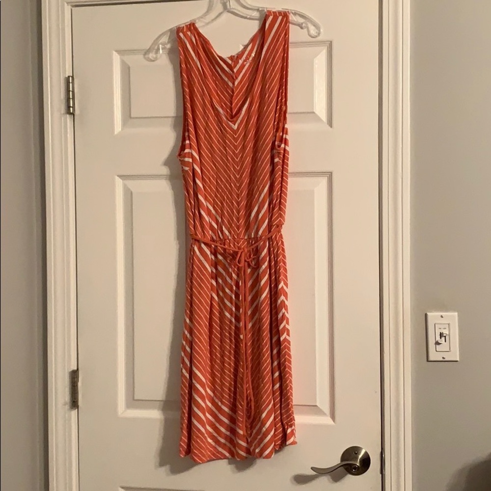 Ava & Viv Striped Sleeveless Dress -Coral - 2X